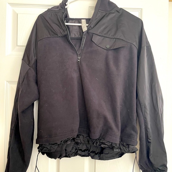 {{Athleta}} Zion Microfleece 1/2 Zip Hoodie Black - Picture 1 of 3
